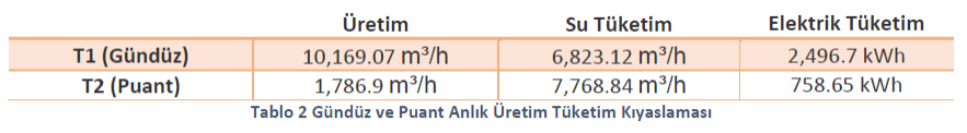 Gündüz ve Puant Anlık Üretim Tüketim Kıyaslaması